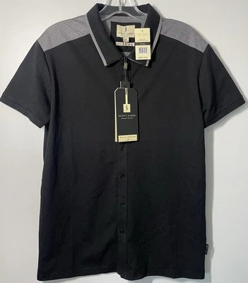 Camisa Polo Scott James SS SJTS-22074 Para Hombre’s M Negra Jaspeada Carbón Foto 1 de 4