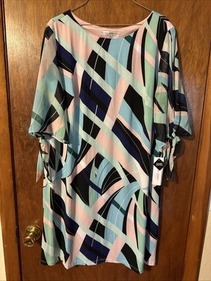 Sandra Darren Women’s Multi Color Dress Blue Pink Green Size XL  NWT   C129 - Imagem 1 de 4