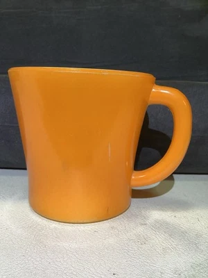 Vintage GLASBAKE USA J-2402 Orange Oven Proof Milk Glass Mug Cup - Image 1 of 4
