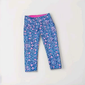Leggings recortados Lilly Pulitzer Luxletic bolsillos en L entrepierna elástica 24" rosa azul - Imagen 1 de 3