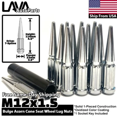 20x Tuerca de clavo cromada 12x1,5 apta para Pontiac G6 Vibe Solstice Grand Prix Grand Am Foto 1 de 4