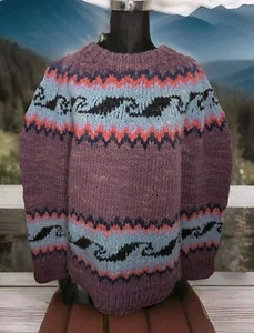 Vintage Onesize Women's Mountain Top Woolens Sweater 100% Wool Made In Equador - Picture 1 of 6