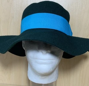 Vintage Grace Hats Felt Hat Fedora Floppy Teal Turquoise Ribbon Lined Winter - Picture 1 of 6