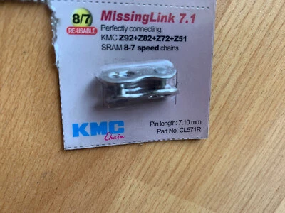 Cadenas reutilizables KMC ESLABÓN PERDIDO 7,1 KMC Z92 Z82 Z72 Z51 SRAM 8-7 velocidades Foto 1 de 2