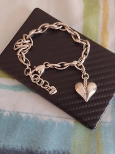 Brighton Love Heart Silver Tone Beautiful Charm Bracelet Adjustable W/8 GEMS!!!! - Picture 1 of 10