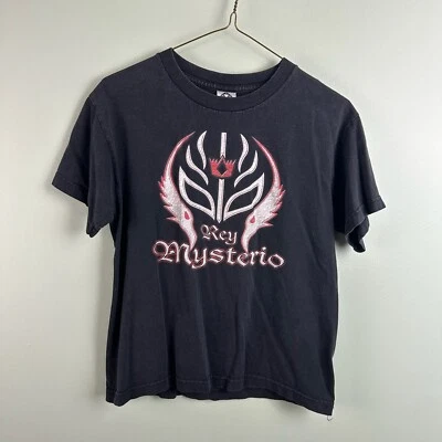 WWE Wrestling REY MYSTERIO T-Shirt Youth Large WCW WWE Cotton Black Wrestling - Image 1 of 4