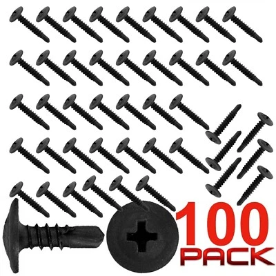EMB PROFESSIONAL USA Black Phosphate Phillips Wafer Head Self Tapping/Drilling Screws 1" (100/pk)