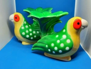 Fitz & Floyd Japan 1979 Island Keys Parrot Candle Holders Tropical Bird Party - Picture 1 of 10