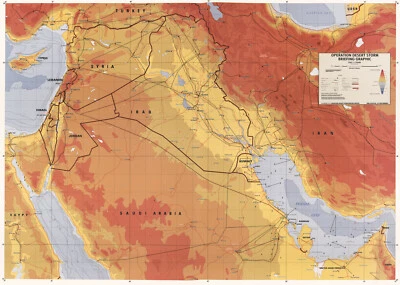 Mapa 1991 Operación Tormenta del Desierto Información Gráfico Defensa Militar Guerra Ejército Poste Foto 1 de 2