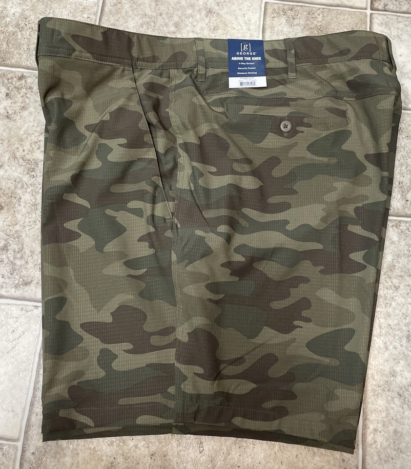 Mens George Camo Above The Knee Synthetic Stretch Shorts Size 46