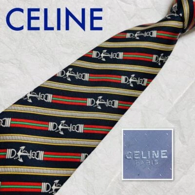 CELINE Genuino Usado Seda Hombres Corbata Corbata Vestido Clásico Lujo Multicolor #59 Foto 1 de 4