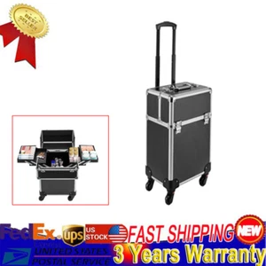 Multi-layer Beauty Rolling Nail Case and Makeup Case Organizer Storage Box Black - Picture 1 of 17