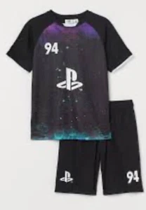 PlayStation Boys Black & Black Shorts & T-Shirt Set Athletic Outfit 10/12 (H&M) - Picture 1 of 14