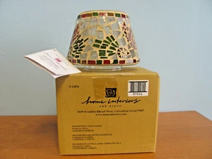 NEW IN BOX HOME INTERIORS V-11076 MOSIAC STAINED GLASS CARDINALS CANDLE SHADE - Picture 1 of 5