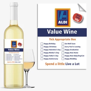 #1063 ETIQUETA DE BOTELLA DE VINO Aldi Value - Broma divertida saludos para cualquier ocasión - Imagen 1 de 2