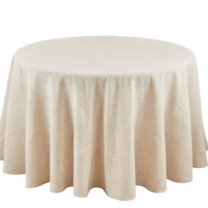 Poly And Linen Blend Toscana Tablecloth With Hemstitch Border Natural 96 - Picture 1 of 3
