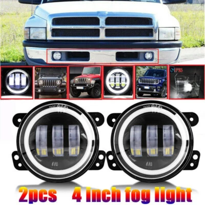 Luces antiniebla LED redondas de 4 pulgadas 60 W parachoques delantero para 94-01 Dodge RAM 1500 2500 3500 Foto 1 de 4
