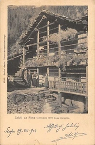 A4965) SALUTI DA RIMA CASA COLONICA ANIMATA VIAGGIATA NEL 1902. - Foto 1 di 2