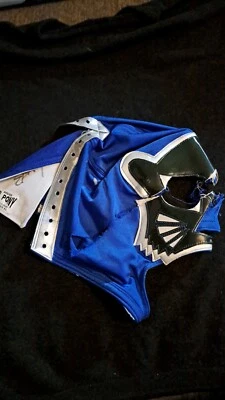 Máscara de luta livre Blue Panther grau profissional anel assinado usado por El Pony - Imagem 1 de 4