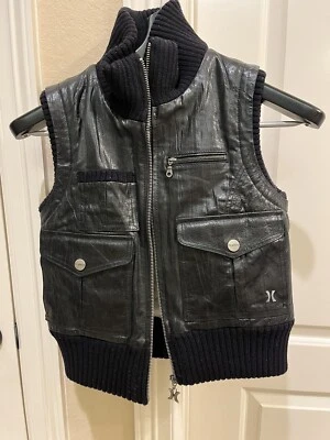 Chaleco/Chaqueta/Abrigo HURLEY LEATHER Cremallera Cuello Tortuga (Negro) Talla S Foto 1 de 4