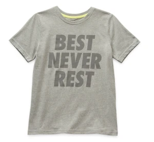 Boy's Crew Neck Short Sleeve Husky Graphic T-Shirt Grey Size Husky M(10H/12H) - Picture 1 of 4