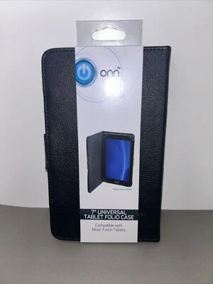 Onn 7" Universal Tablet Folio Case Black Compatible With Most 7" Tablets NEW - Image 1 of 4
