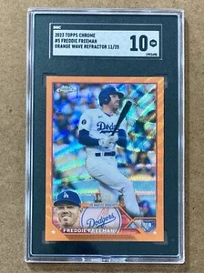 2023 Topps Chrome #5 Freddie Freeman SGC 10 Gem Mint Orange Wave Refractor /25 - Picture 1 of 2