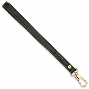 Alban Black Leather Replacement Wristlet Strap Gold Clip for Clutch, Purse, Keys - Picture 1 of 6