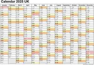 2025 Year Planner Wall Chart Calendar Bank Holidays Appointment Reminders Dates - Picture 1 of 4