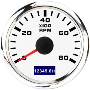 52mm White Tachometer 0-8000rpm With Hour Meter Gauge For Marine Boat Car Truck - Picture 1 of 12