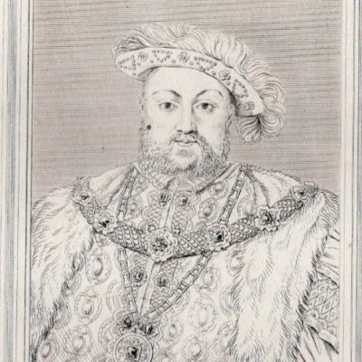 REY ENRIQUE VIII - Retrato de Reyes Tudor, Grabado Antiguo en Cobre 1808 Foto 1 de 2