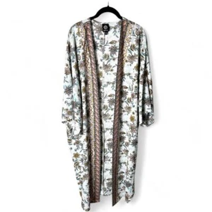 Bobeau - Women's Floral Long Line Open Front Kimono Duster - Sz. 1X - Picture 1 of 6
