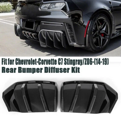 Carbon Fiber Rear Bumper Diffuser Splitters For Chevrolet Corvette C7 2014~2019 — 第 1/4 张图片