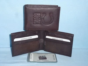 INDIANAPOLIS COLTS Leather BiFold Wallet NEW dkbr 3s sb - Picture 1 of 6