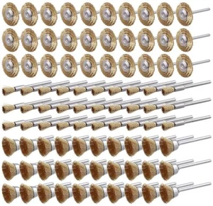 30PC 3mm Shank Brass Wire Brush Brushes Wheel Dremel Rotary Tool Accessories Set - Picture 1 of 9