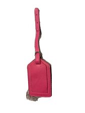 pink leather luggage tag