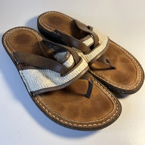 Sandalias de cuero Ugg marrón piel de oveja para mujer talla 9 S/N 5105 - Imagen 1 de 12