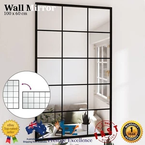 Wall Mounted Mirror Bathroom Living Room Vanity Home Rectangle Black 100x60cm AU - Picture 1 of 8