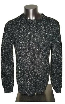 FCUK French Connection Sweater SZ XL Javan Chunky Ribbed Jumper Black White $128 - Image 1 of 3