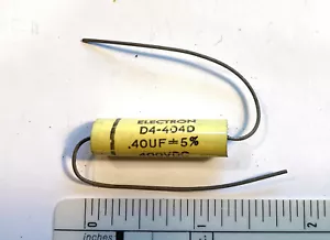 4 Condensatori elettronici avvolti in pellicola gialla NOS vintage .40 uf 400 v - Foto 1 di 1
