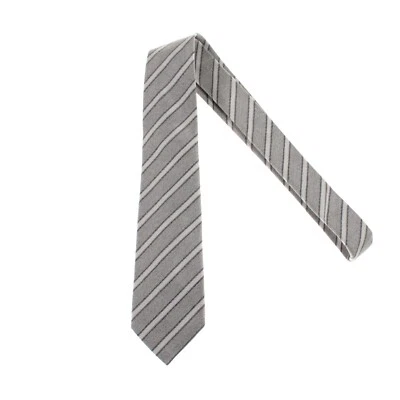 Corbata Kiton nueva sin etiquetas seda/algodón siete pliegues en gris plateado con rayas blancas apagadas Foto 1 de 4