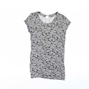 H&M Womens Black Fair Isle Viscose Blend Basic Tank Size XS Round Neck - Picture 1 of 12