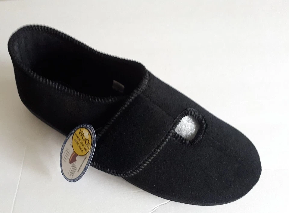 Nuevas Zapatillas Hombre Foamtreads KENDALE Lana Negra con Cierre de Correa Foto 1 de 4