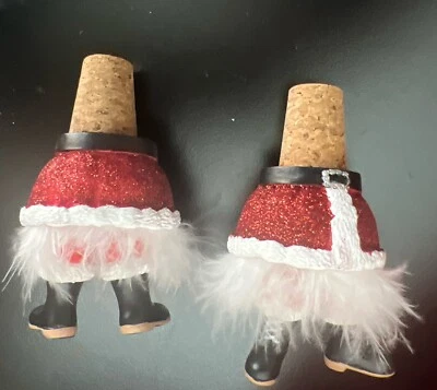 Juego de 2 Tapones de Corcho Botella de Vino Ganz Al revés Papá Noel con Patas Movibles, LINDOS Foto 1 de 2