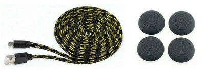 PS4 Micro USB Datenkabel Controller Ladekabel 3 Meter + 4x Thumb Grips für PS4 - Bild 1 von 3