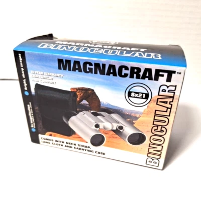 MAGNACRAFT 8x21 Binoculars With Neck Strap And Carrying Case Small Compact Size - Image 1 of 4