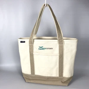 LANDS END Classic Canvas Zip Top Tote Bag Ivory/Khaki - Embroidered Company Logo - Picture 1 of 17