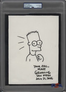 MATT GROENING Signed Autograph 7 x 9.5 Hand Drawn Artwork BART SIMPSON - PSA - Picture 1 of 2