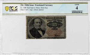 25 Cents Fifth Issue Fr 1309 Fractional Currency PCGS Good 4--lowball - Picture 1 of 4