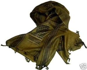 MILITARY SHEMAGH SCARF Mens XL 100% cotton veil army wrap vintage khaki & black - Picture 1 of 1